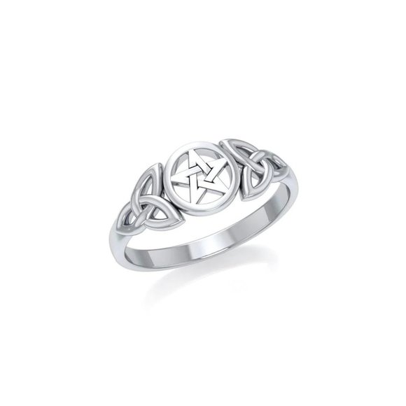 Celtic Triquetra Pentacle Sterling Silver Ring, Size 6 and 8 - Picture 5 of 5